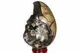 Septarian Dragon Egg Geode - Black Crystals #121254-1